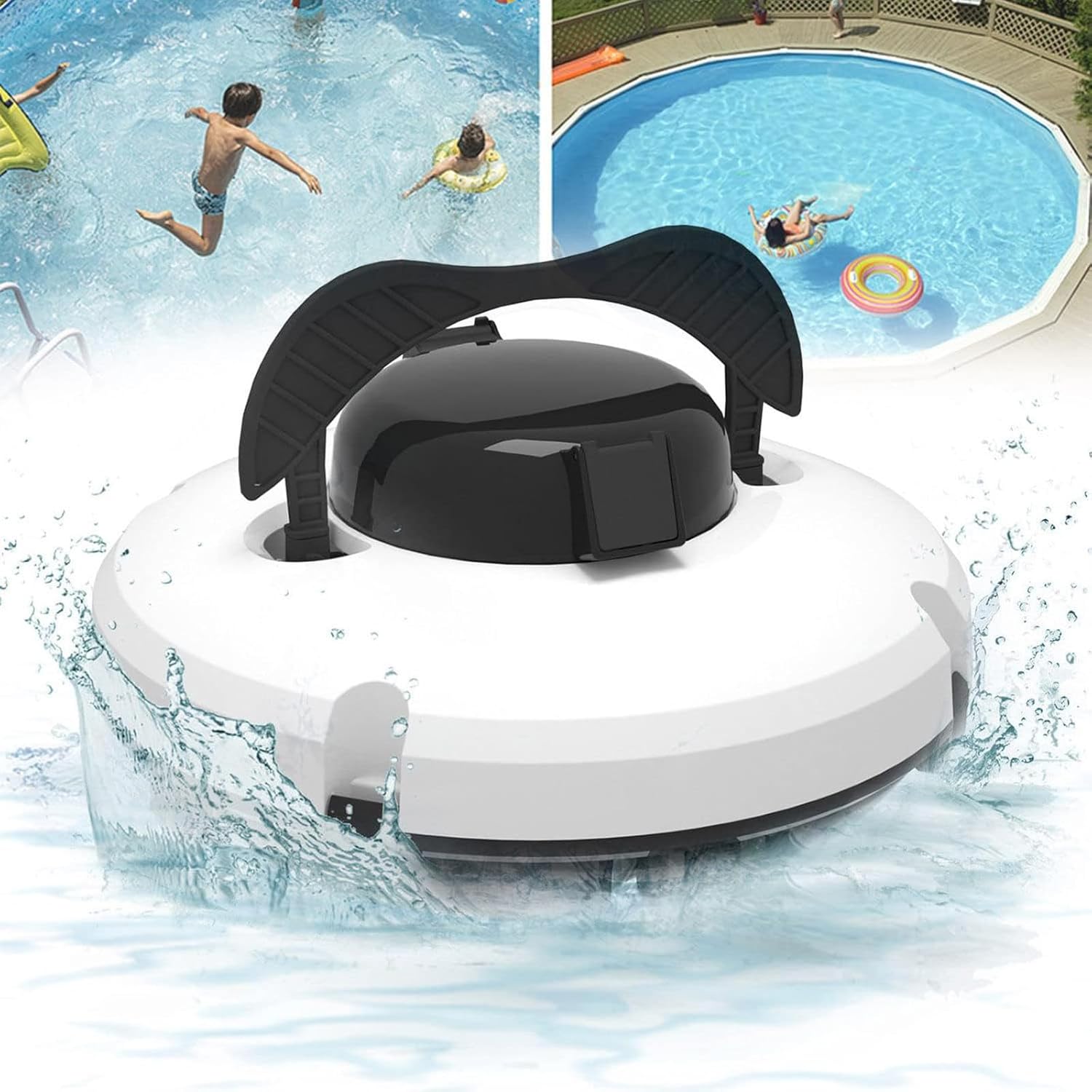 Cordless Robotic Pool Cleaner, Pool Vacuum for Above Ground Pool, Powerful Suction,Water Sensor,Self-Parking,Pool Cleaner Robot for Flat Bottom Pools Up to 1000sq.ft,110V