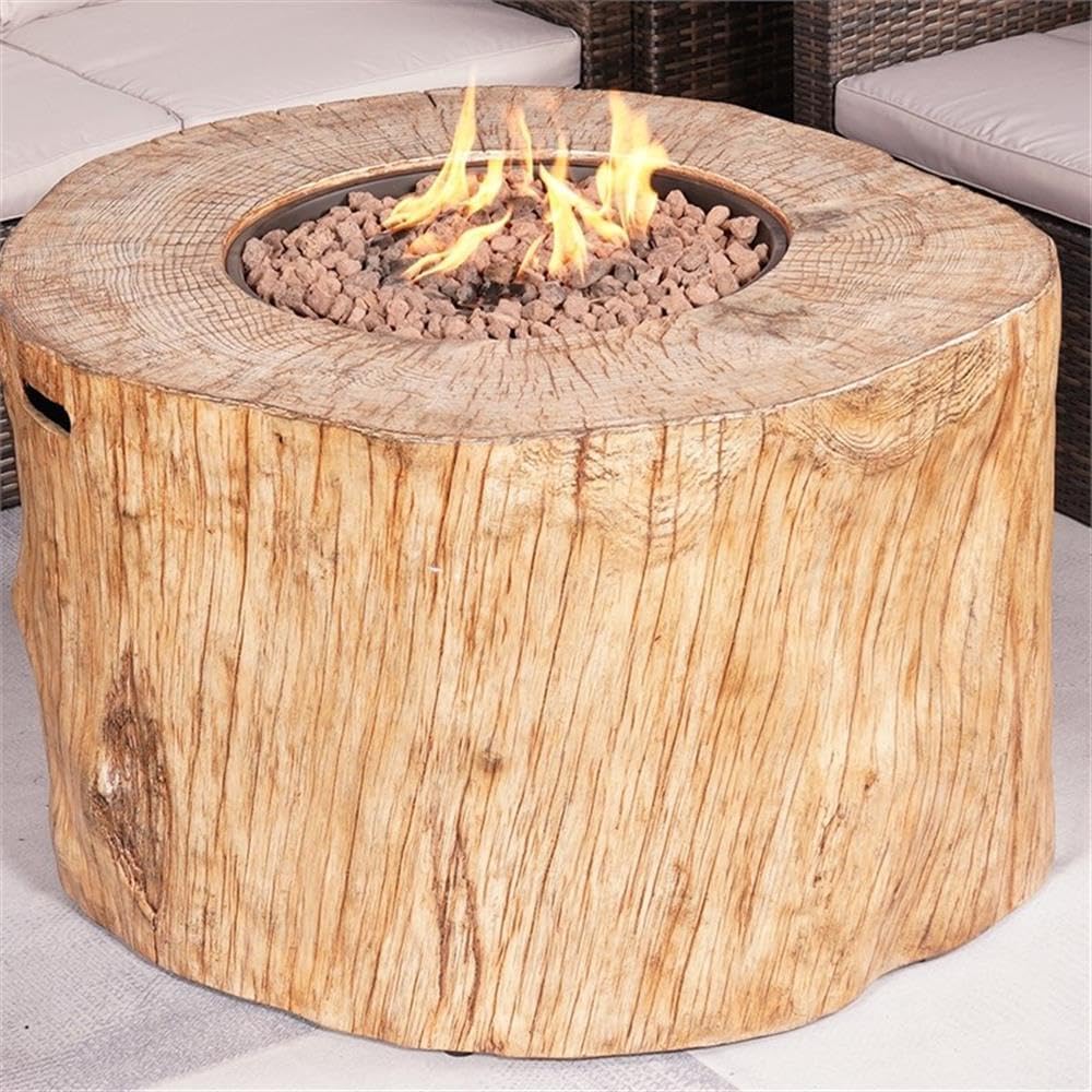 Pemberly Row Brown Aluminum Patio and Outdoor Round Firepit with Rain Cover