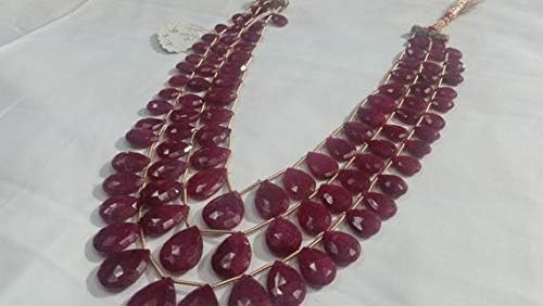 13 inch natural beads strand of 7x9-15x20mm faceted pear ruby gemstone briolletes beads for DIY jewelry - necklace, bracelet, earring, ring.