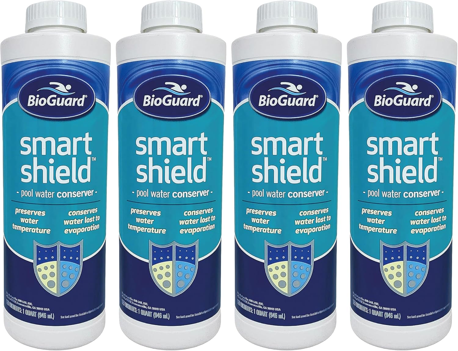 BioGuard Smart Shield, 1 Quart, Pack of 4, Ultimate Pool Water Conserver for Long-Lasting Results, Conserves Water Lost to Evaporation