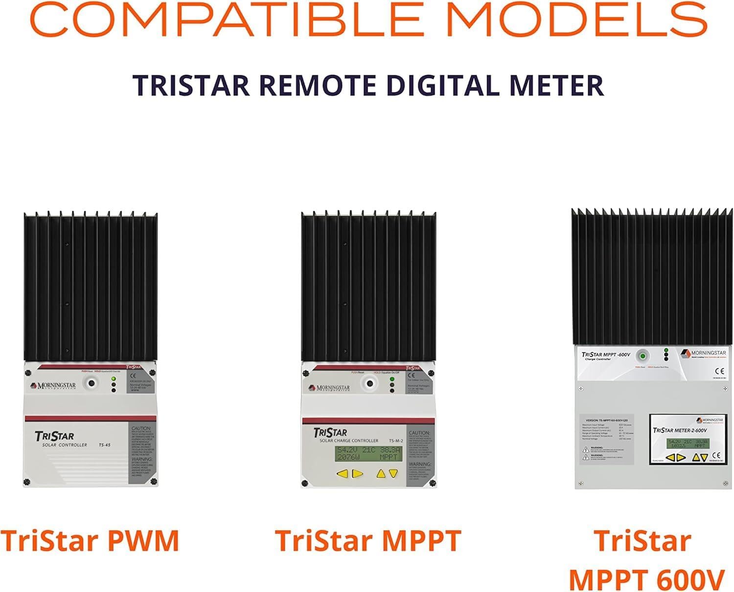 Morningstar Tristar Remote Meter-2 (TS-RM-2) - Connects via 30m Cable to Tristar PWM/MPPT Solar Controllers to Display System Info, Logged Data, Graphs, Alarms & Faults Troubleshooting - 5 Languages