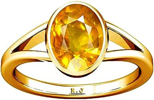 Ramneek Jewels Divya Shakti 7.25-7.50 Carat Yellow Sapphire Ring/Pukhraj Gemstone Panchadhatu Ring AAA Quality For Men and Women