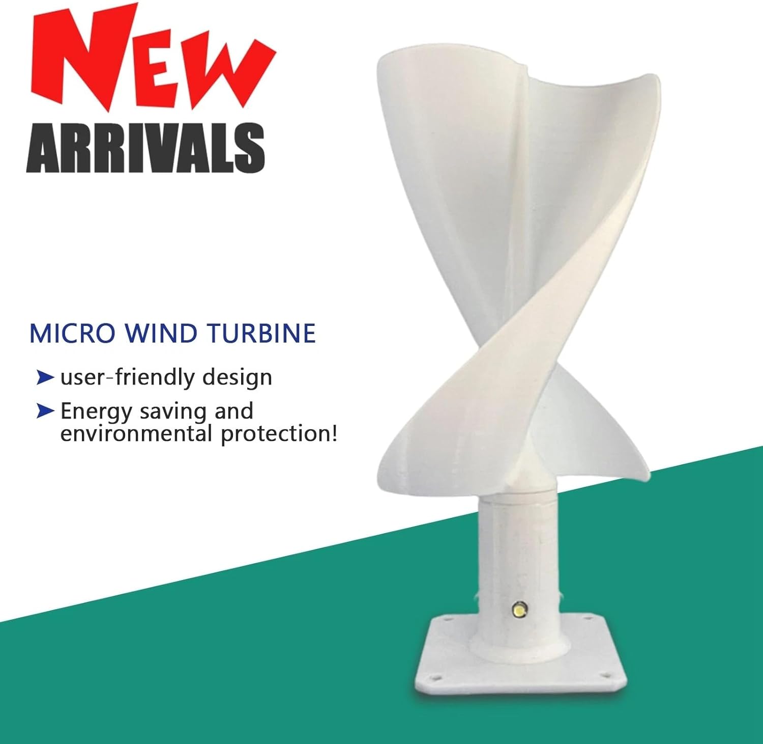 Micro Wind Turbine Generator Teaching Model, DIY Spiral Wind Turbine Generator Ultra-Quiet Design Home Wind Generators For Mobile House Cabin(1PC)