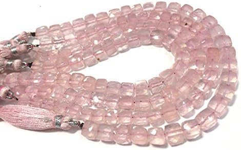 AAA QUALITY ROSE QUARTZ 3D CUBE FACETED LOOSE GEMSTONE BEADS 8