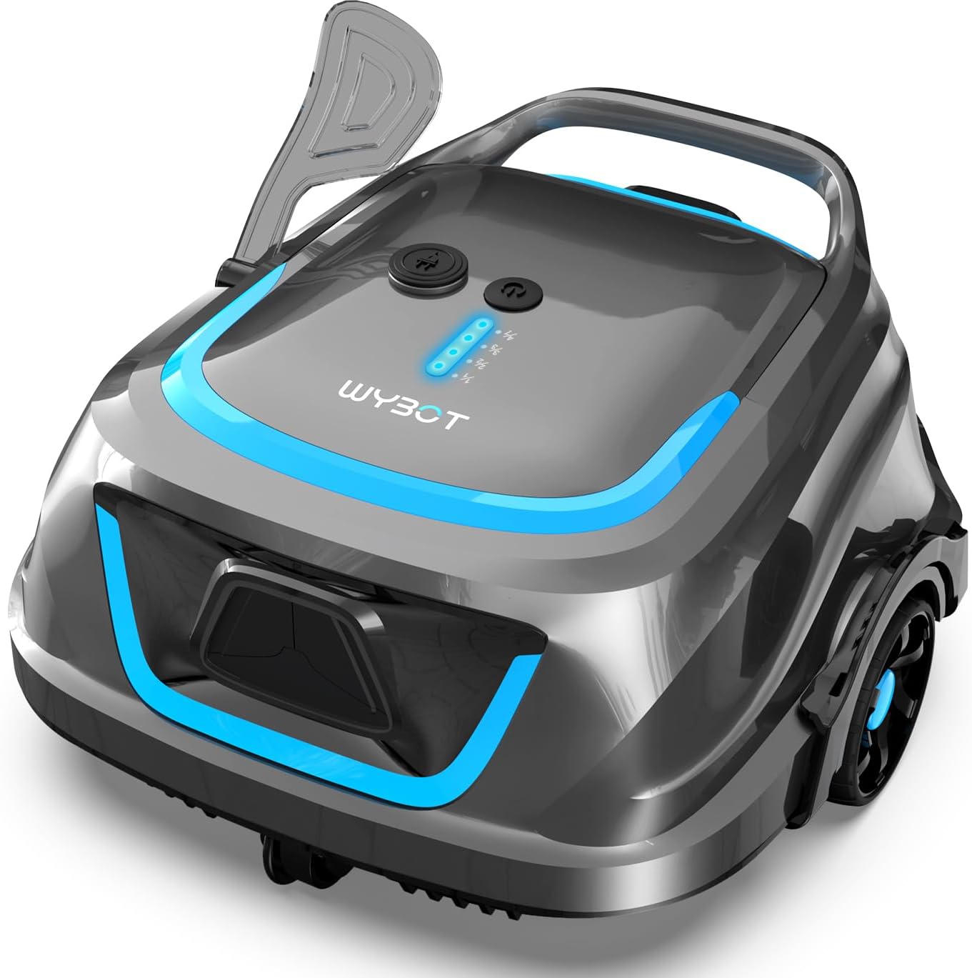 WYBOT A1 Cordless Robotic Pool Cleaner, Automatic Pool Vacuum with 120 Mins, Double Filters, LED Indicator, 2.5H Charging, Lightweight, Ideal for Above Ground Flat Pools, Greyblue