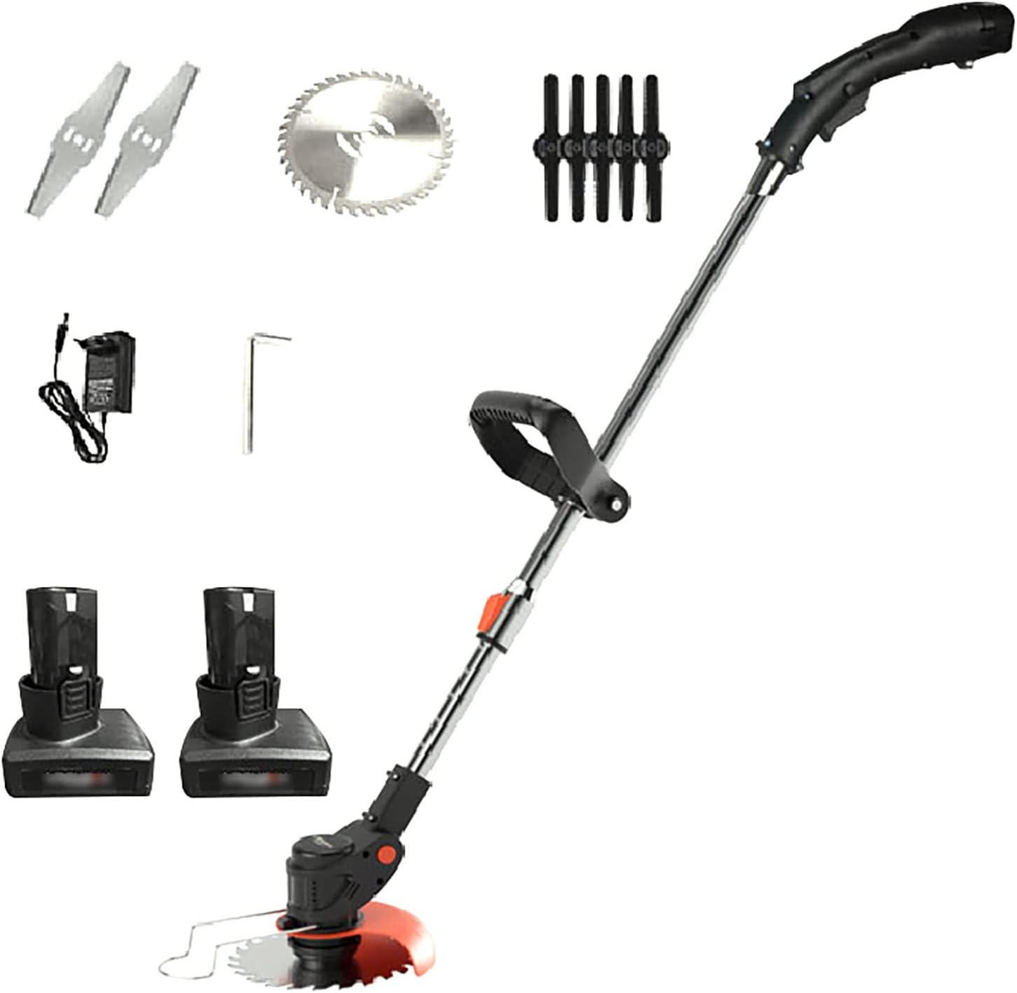 Cordless Lawn Mower, 90° Swivel Head Lawn Mower with 7000mA Battery Rechargeable Weeder Handheld Electric Trimmer for Garden Lawn Tree Trimming