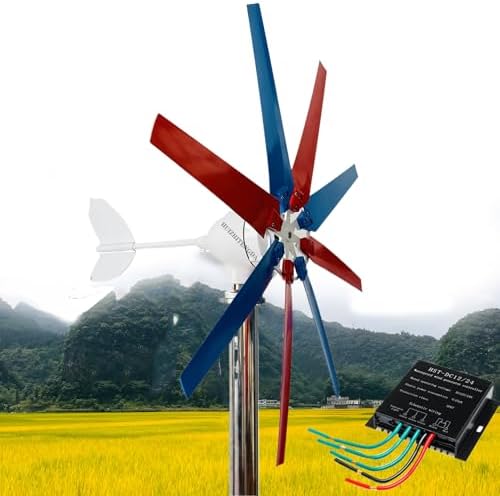 12V/24V Vertical Axis Wind Turbine, Portable Wind Generator, Starts at 2.5M/S, 10000W Max Power, IP67 Waterproof, Ideal for Home, RVs, Renewable Energy Solution