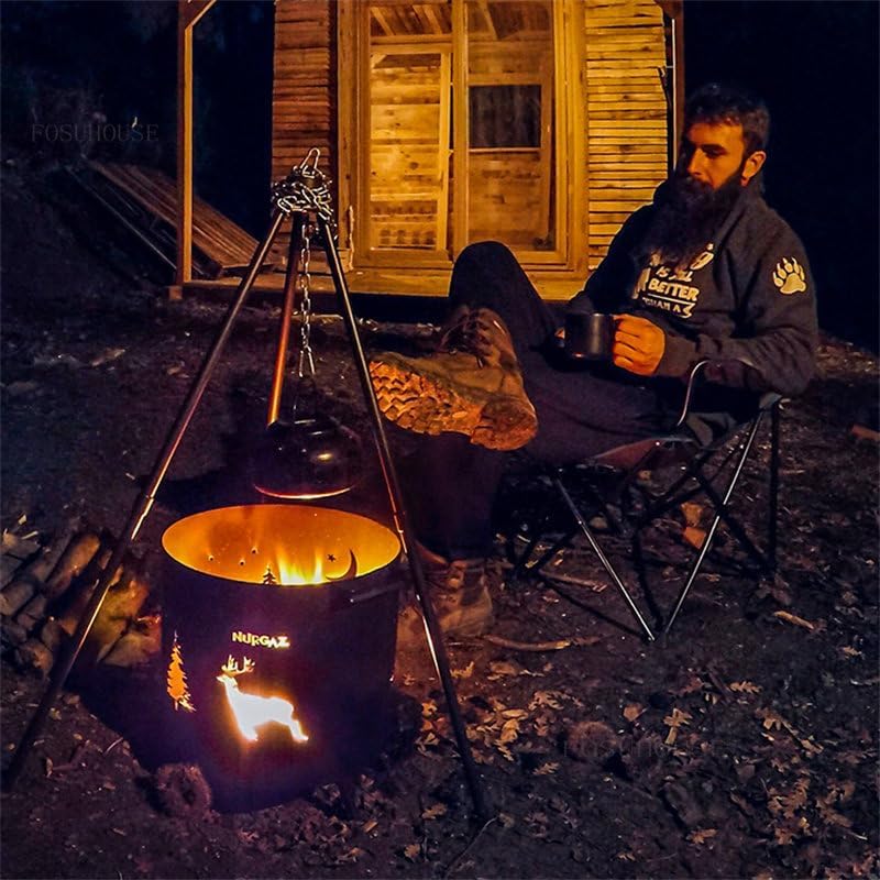 Outdoor Fireplaces Outdoor Fire Pit Patio Furniture Cast Iron Basin Bonfire Brazier Heating Stove Furnace Garden Courtyard BBQ Grill Fire Pits