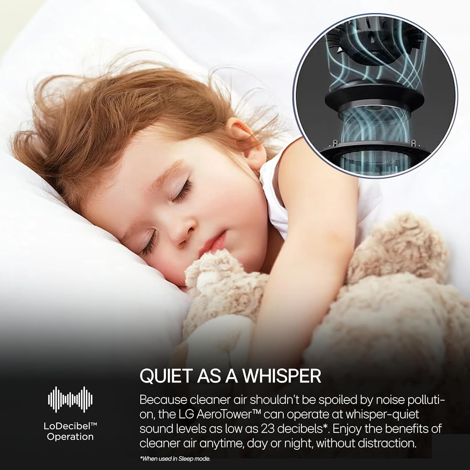 LG PuriCare AeroTower Air Purifier Fan with Heating Mode for Home, Large and Small Room, Bedroom, with True HEPA Filter, Multiple Airflow Options, WiFi, Air Quality Monitor, Low Noise, NanoFiber