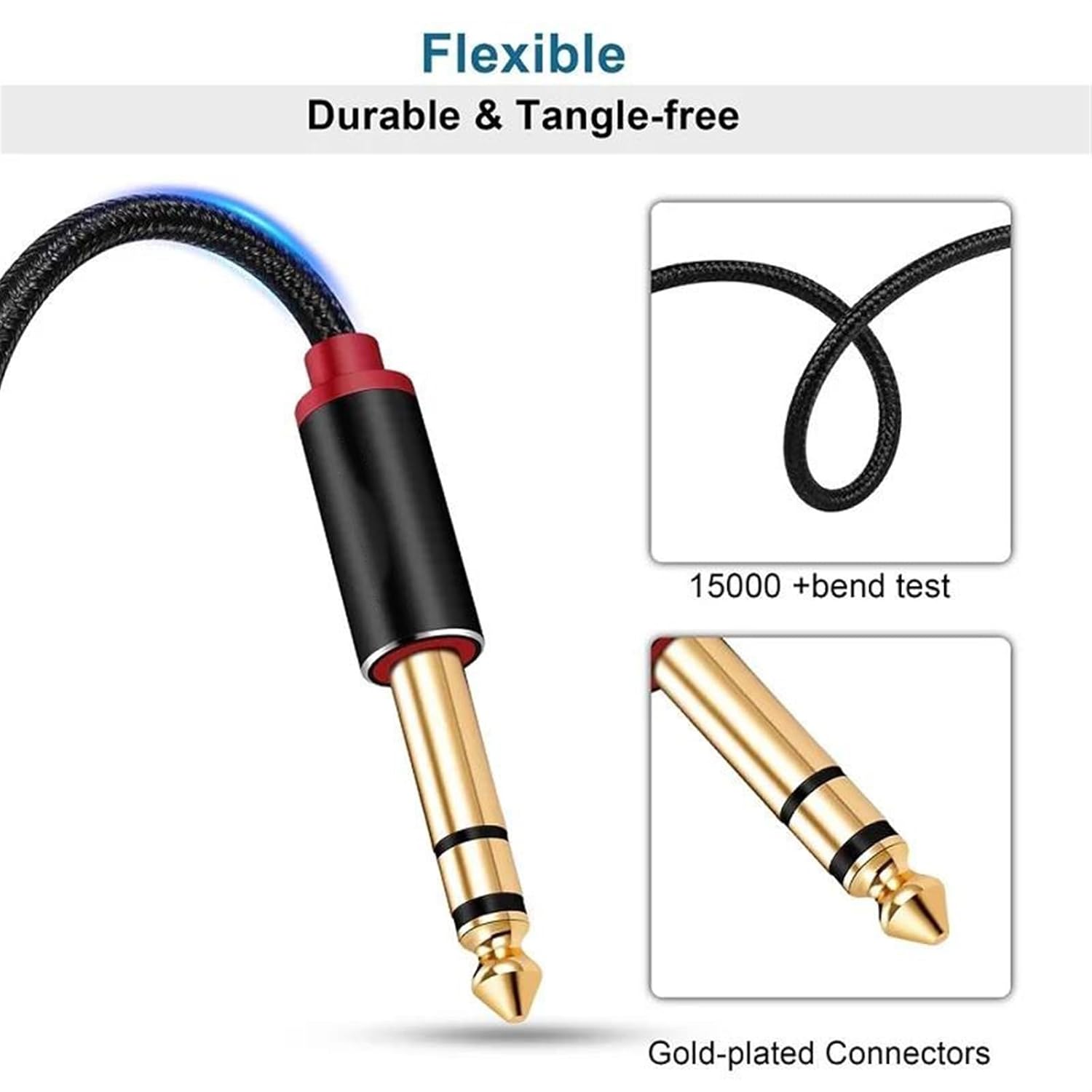 Guitar Audio Cable Guitar Instrument Cable 6.35mm 1/4 TRS Stereo Cable For Electric Guitar Mandolin Bass Amplifier(10m)