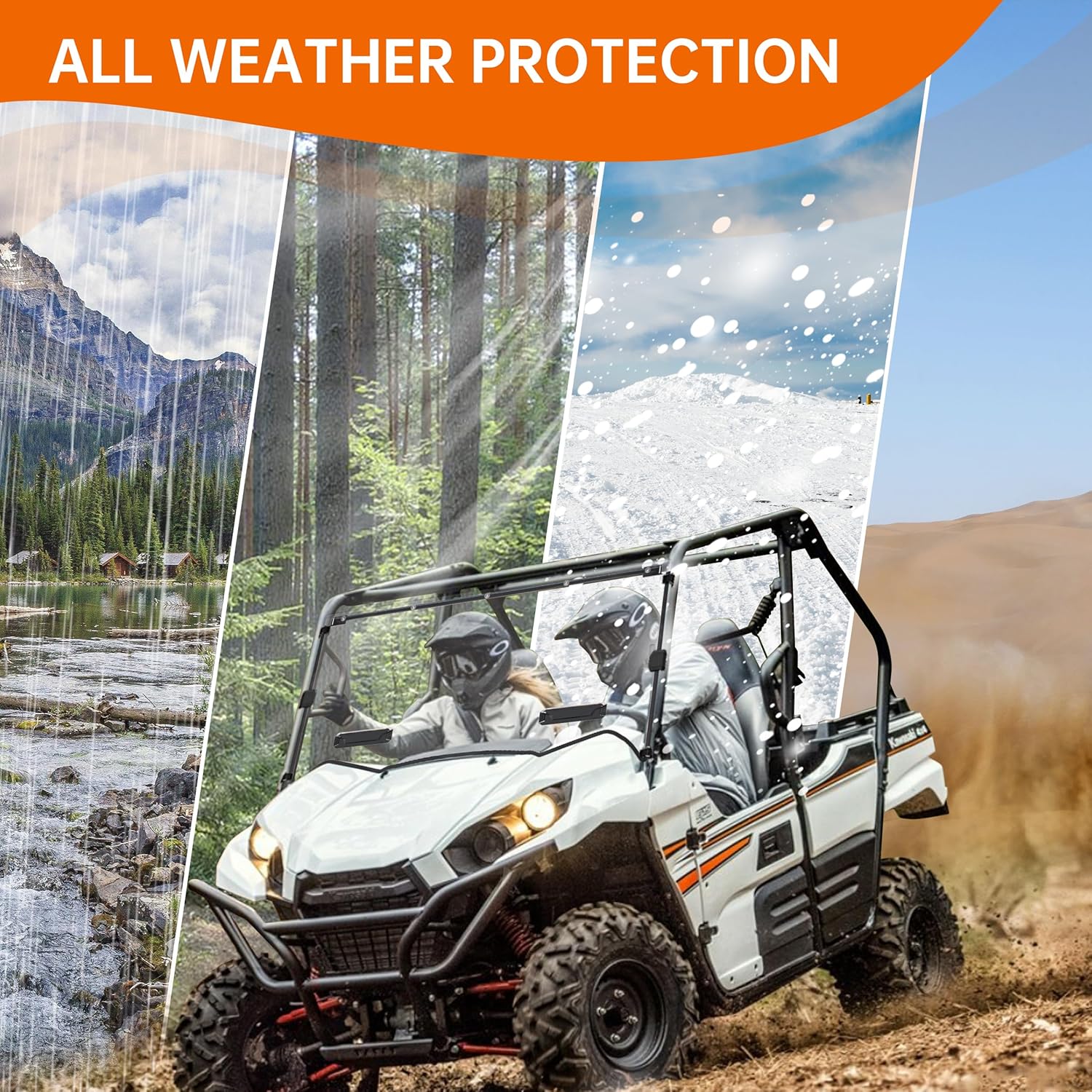 Front Full Windshield Compatible with 2016-2025 Kawasaki Teryx/ Teryx4 Accessories Clear Hard Coat Poly Front Vented Windscreen Window for Kawasaki Teryx 800/ Teryx4 800