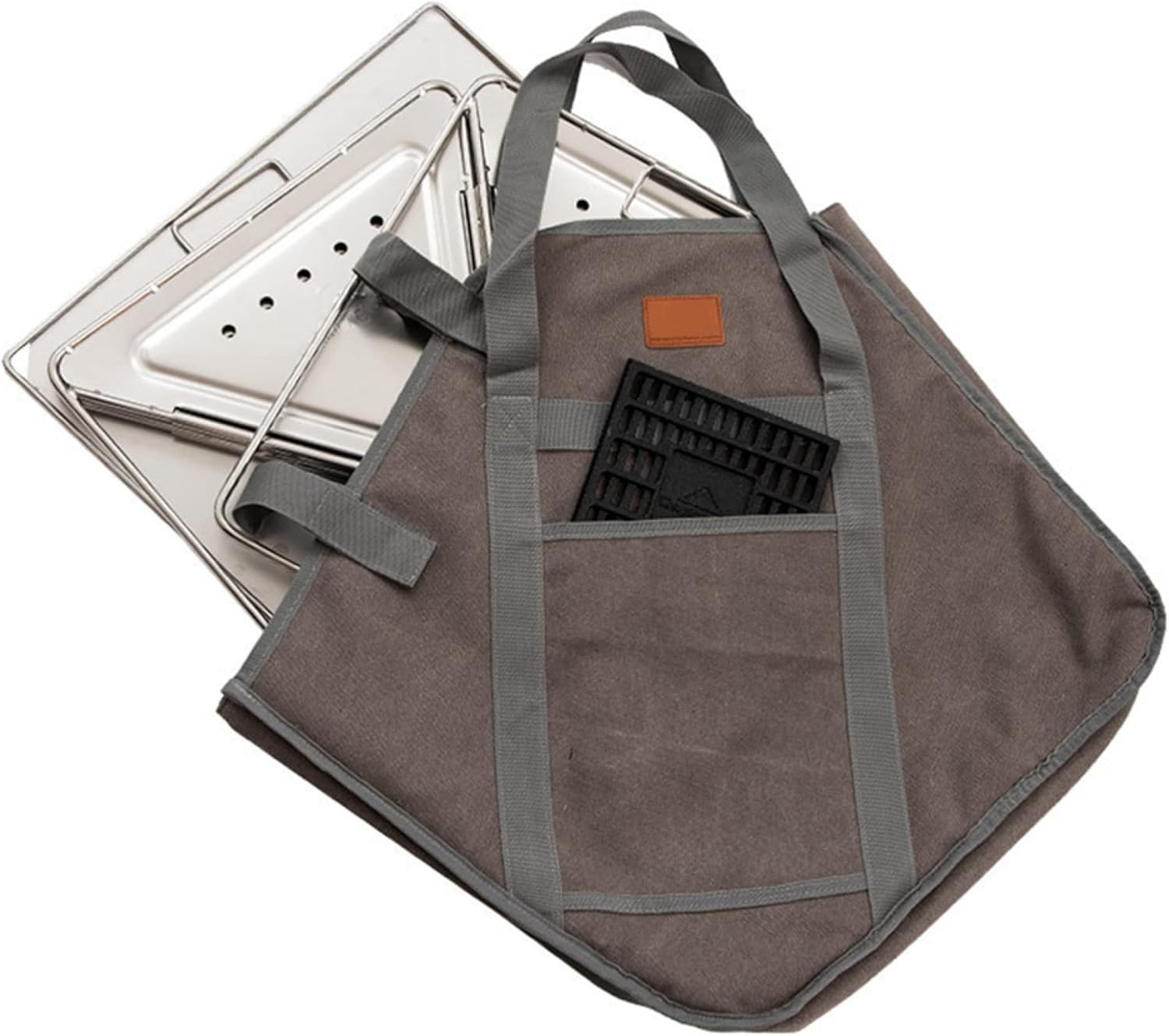 Folding Campfire Grill Outdoor Charcoal Barbecue Rack Stainless Steel Portable Camping Fire Pit Wood Burner Stove with Carrying Bag for Travel Picnic Garden