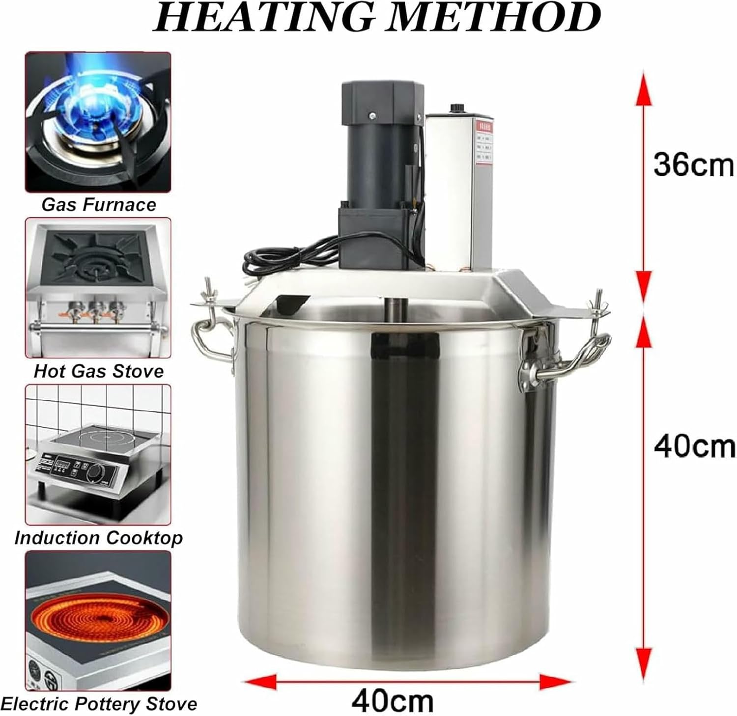Commercial Food Stirrer Pot, Stainless Steel Automatic Mixer Machine for Making Jam/Sauce/Filling