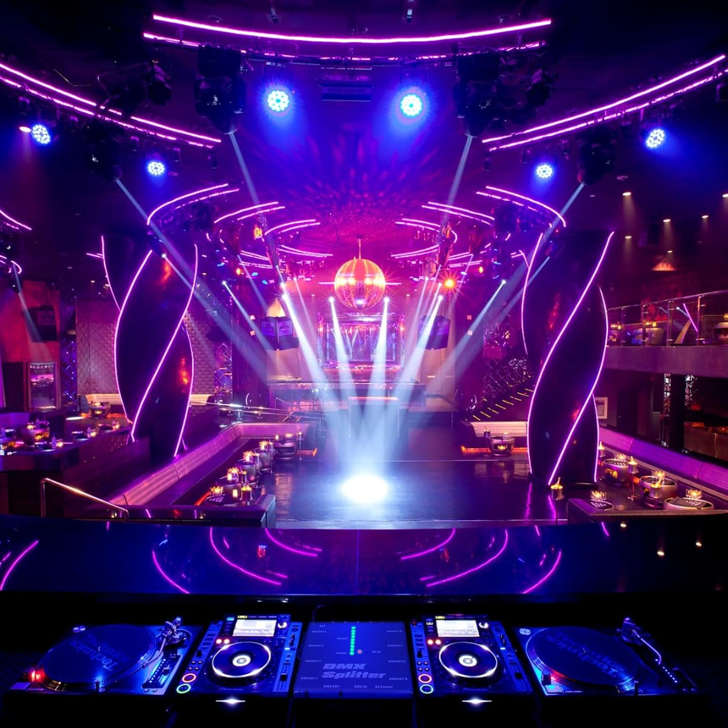 XLR DMX Splitter，8-Channel Wireless DMX 512 Signal Amplifier,3-Pin Output DMX Transmitter Receiver for Disco Party LED Stage Lighting Christmas and Halloween