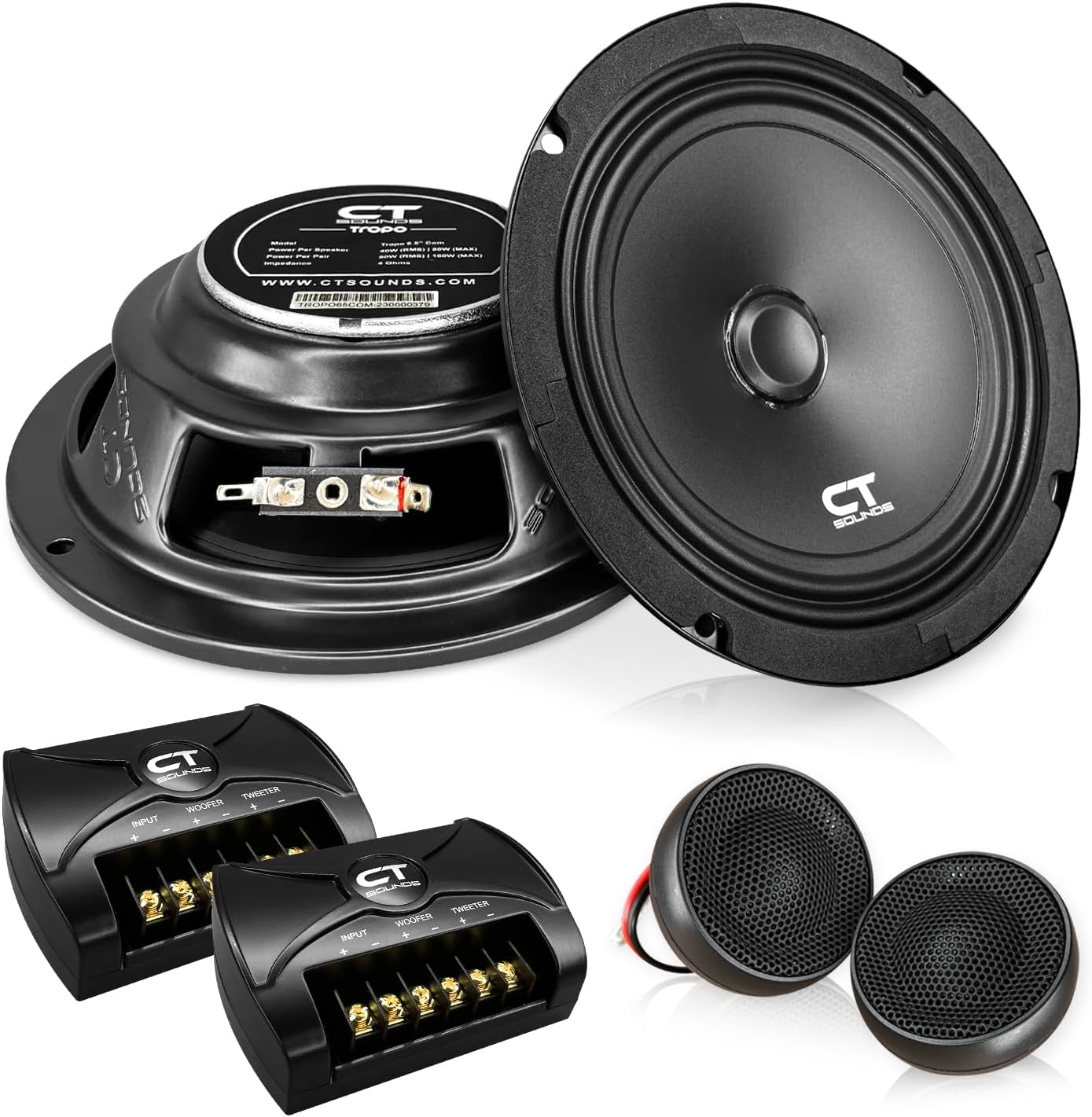 CT Sounds Tropo 6.5” 160 Watt 2-Way Shallow-Mount Component Speaker Set