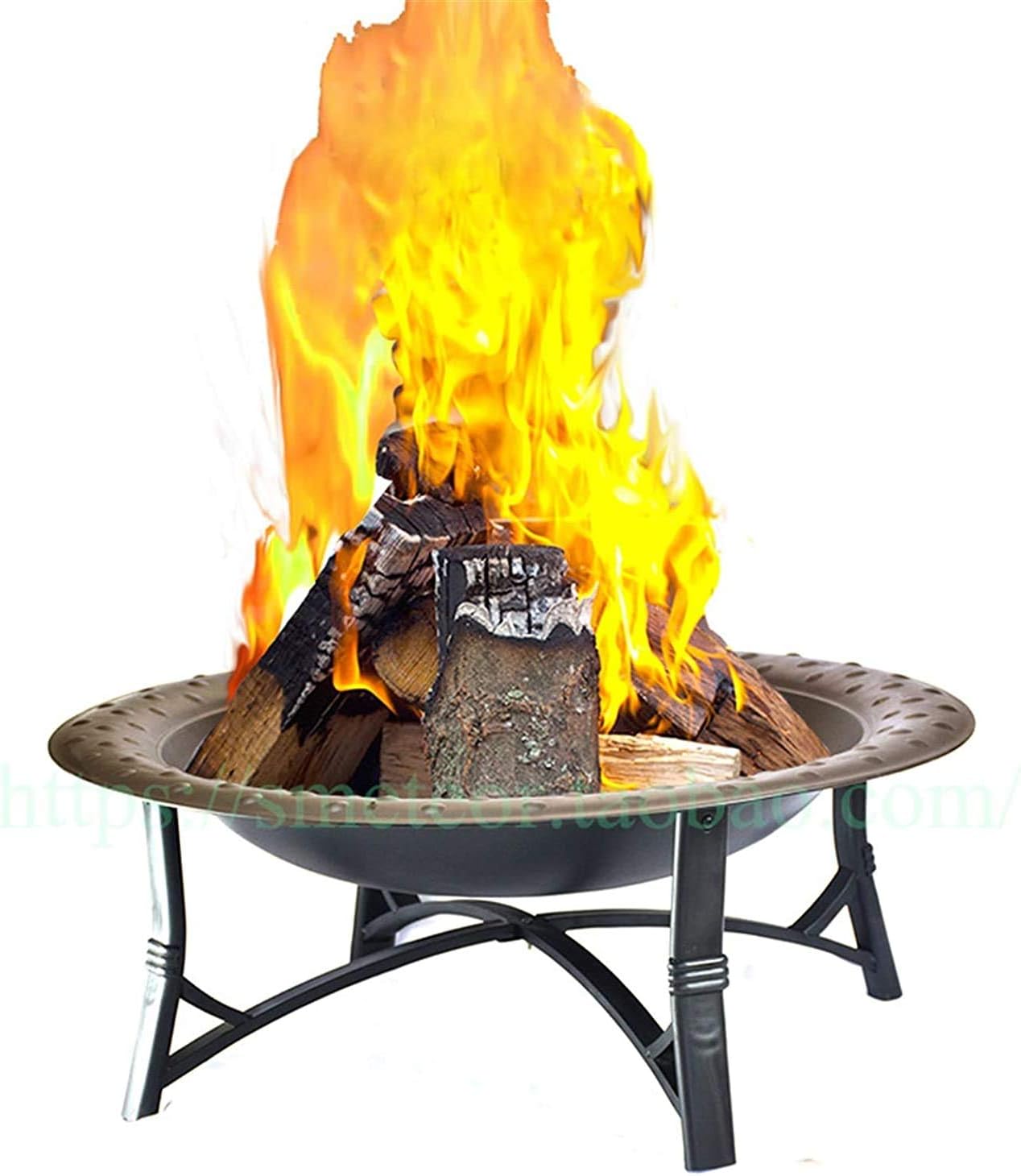 Fire Pit Fire Pits Outdoor Wood Burning Outdoor Fire Pits Cast Iron Round Fire Bowl BBQ Grill Firepit Brazier Garden Log Burner Heater Camping Picnic with Mesh Cover with Cover BBQ Cooking F