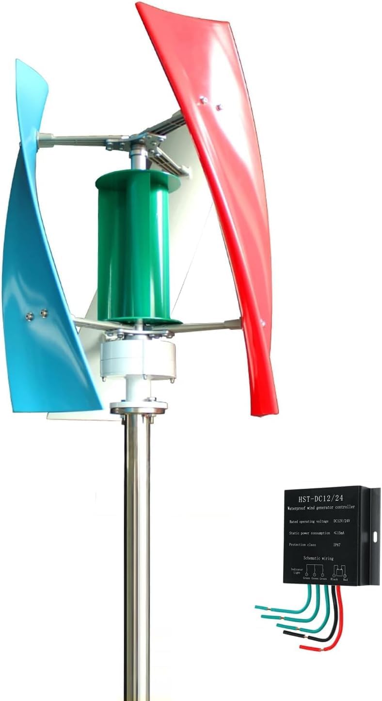 CHRISK 8000W Vertical Axis Wind Turbine, 3 Blades Low Noise 12V/24V Generator Windmill Generate Turbin Complete Set with Controller