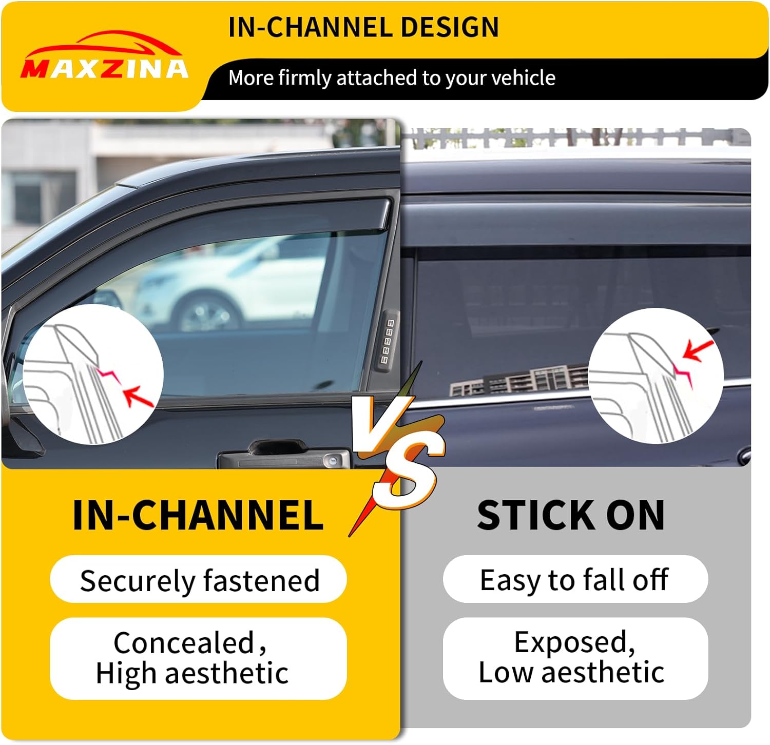 Visor Rain Guards Compatible with 2022-2025 2026 Ford Maverick Front and Rear in-Channel Window Visors Wind Deflectors Weather Shield for 2024 Maverick 4PCS Accessories