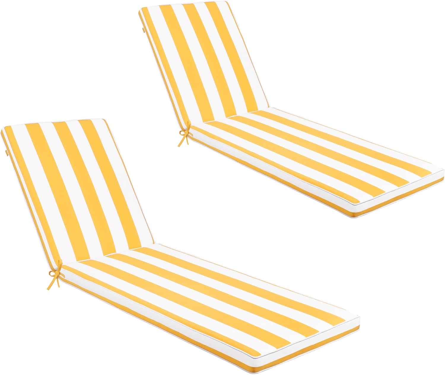 Only choice 2 Pcs Set Outdoor Lounge Chair Cushions Patio Chaise Lounge Chair Cushion Replacement Cushions Furniture Seat Cushions (Yellow White Striped)