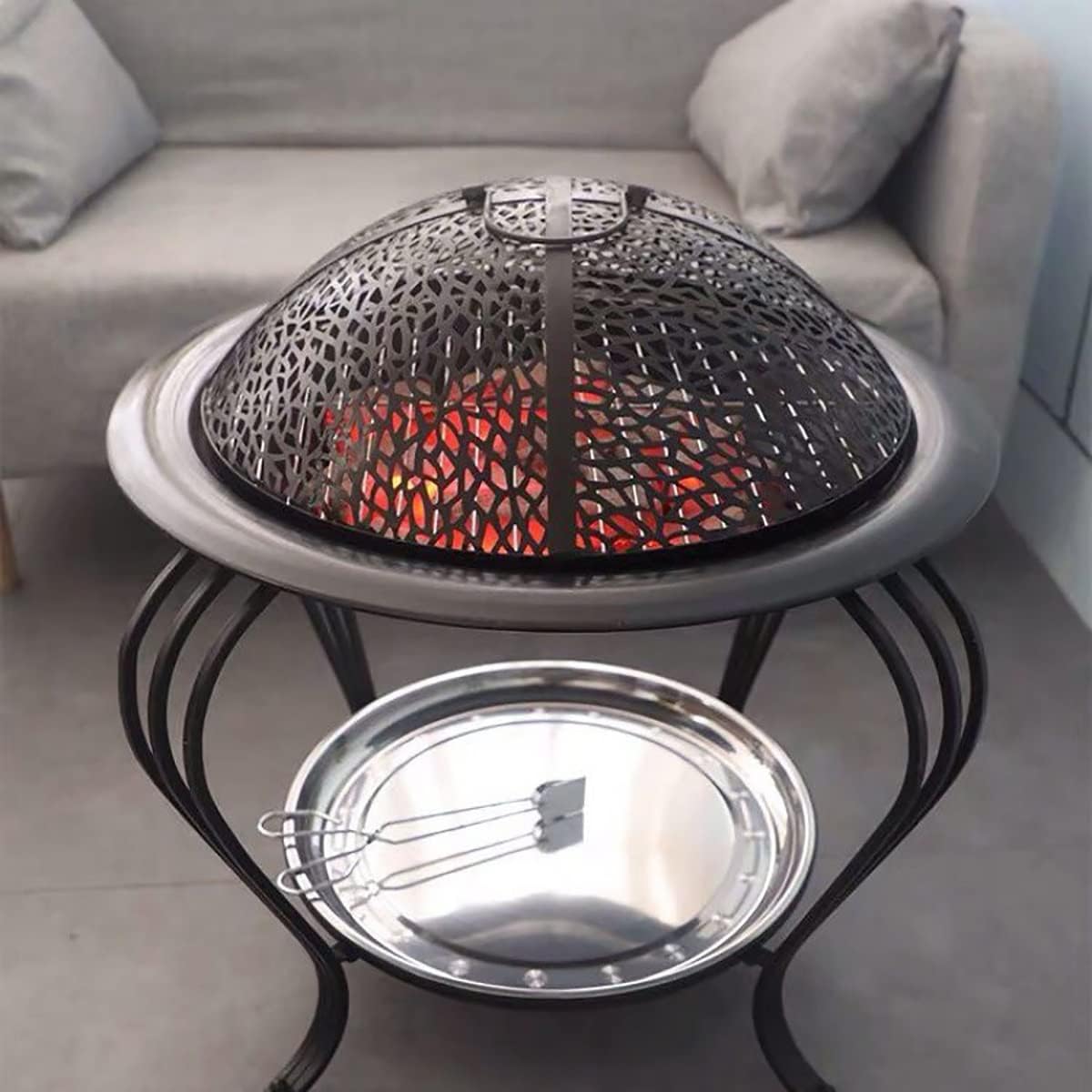 Firepit,Small Wood Burning Bonfire Pit,Camping Stove, Outdoor Wood Burning Firepit, Tent Stove,for Patio Camping Backyard Deck Picnic Porch (Color : Black, Size : Large)