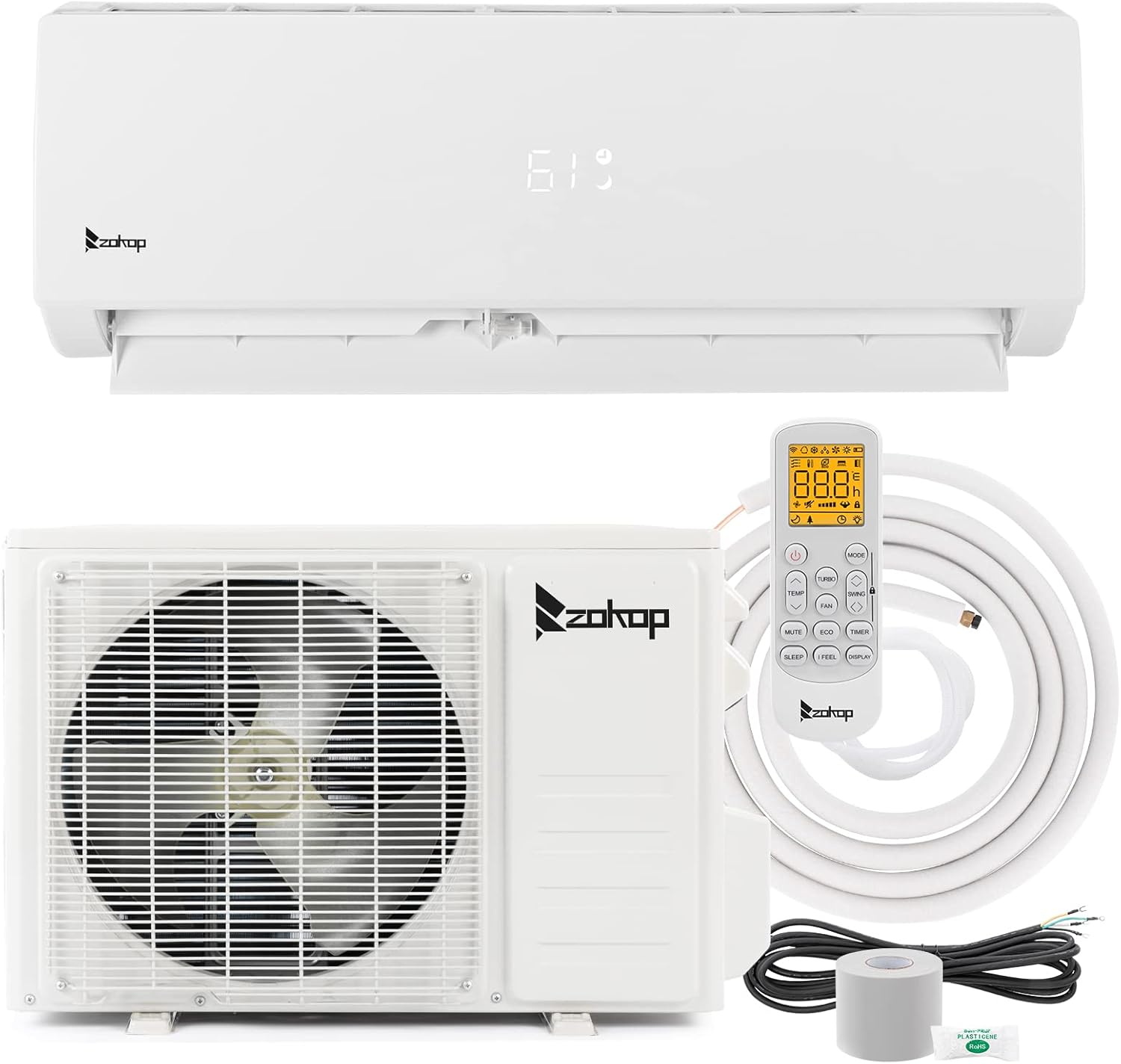 Winado 9,000 BTU Mini Split Air Conditioner & Heater Ductless Inverter System, 19 SEER 115V Split-System Air Conditioning with Pre-Charged Condenser, Heat Pump, Remote Control, Cools Up to 450 Sq. Ft.