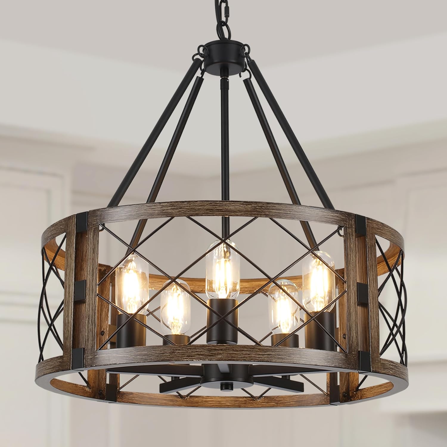 5-Light Farmhouse Chandelier 19.8