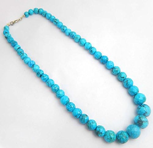 natural faceted Turquoise Beads 7-14 mm faceted Round Beaded Necklace - Full Strand 18 INCHES