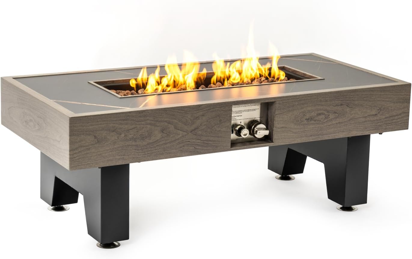 Modern 42inch Grey Iron Fire Pit Table with Wood Burner