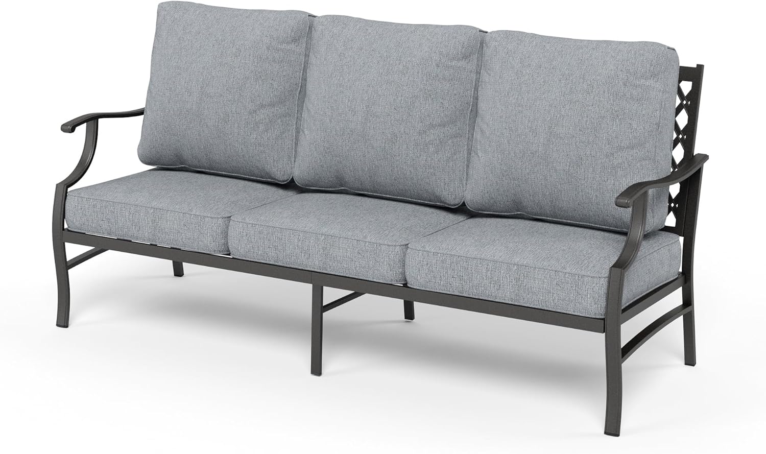 HERA'S HOUSE Patio Furniture Sofa, All-Weather Outdoor 3 Seats Couch, Outdoor Patio Couch with Deep Seating and Olefin Cushions for Lawn Garden Backyard, Grey