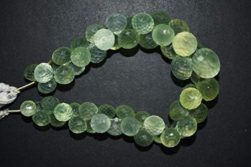 13 inch natural beads strand of 7-13mm faceted onion prehnite gemstone briolletes beads for DIY jewelry - necklace, bracelet, earring, ring.