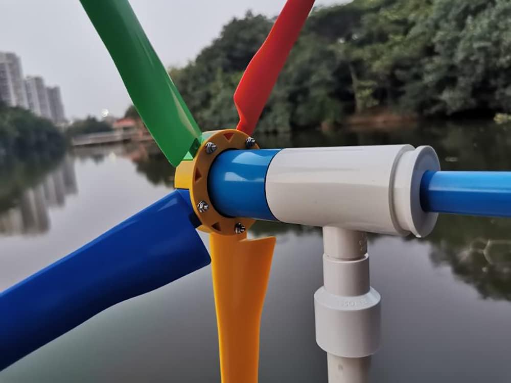 DIY Five-Blade Homemade Wind Turbine Garden Decorative 10M Lantern Strip Colorful Windmill Wind Driven Generator DC 2-25V Output (Type B)
