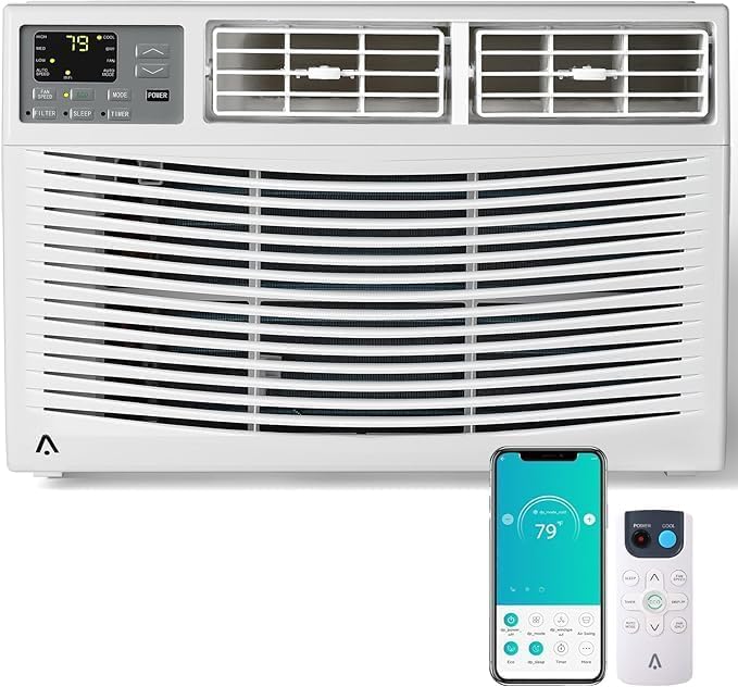 Window Air Conditioner - 12000 BTU For Medium Rooms Up To 550 Sq Ft.,3-In-1 Fan/Dehumidifier Window AC Unit With Remote Control,Supports Remote Control Via Mobile Phone,White
