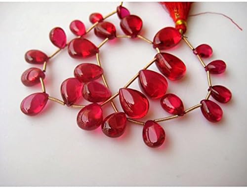 Ruby Beads/Pear Beads/Briolette Beads/Imitation Ruby/ 12 Pieces, 11x16mm To 7x10mm Each