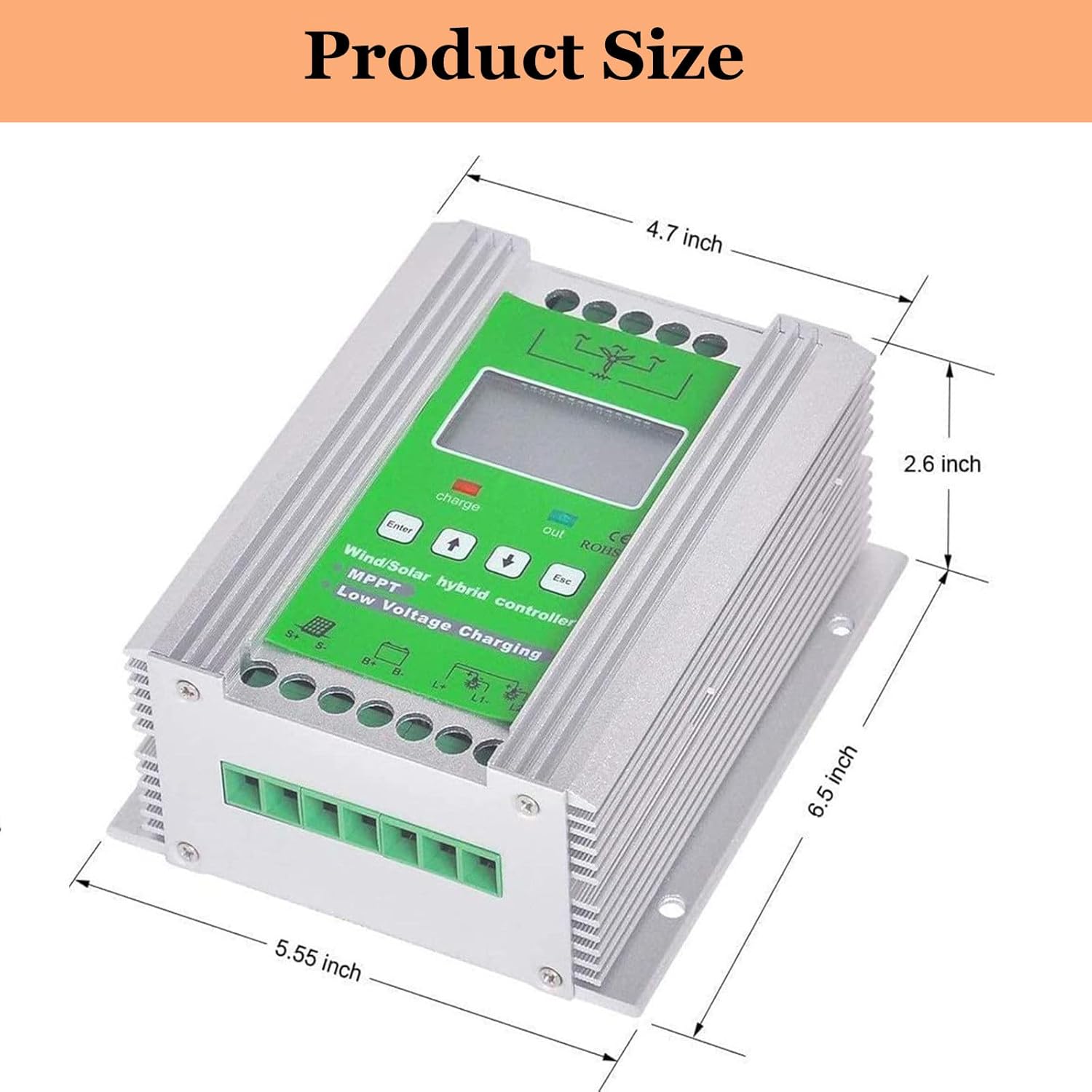 New Upgraded Wind Solar Hybrid Charge Controller, 12V/24V/48V Auto Distinguish off Grid Mppt Wind Turbine Solar Charge Controller with LCD Screen,Wind600W+Solar800W