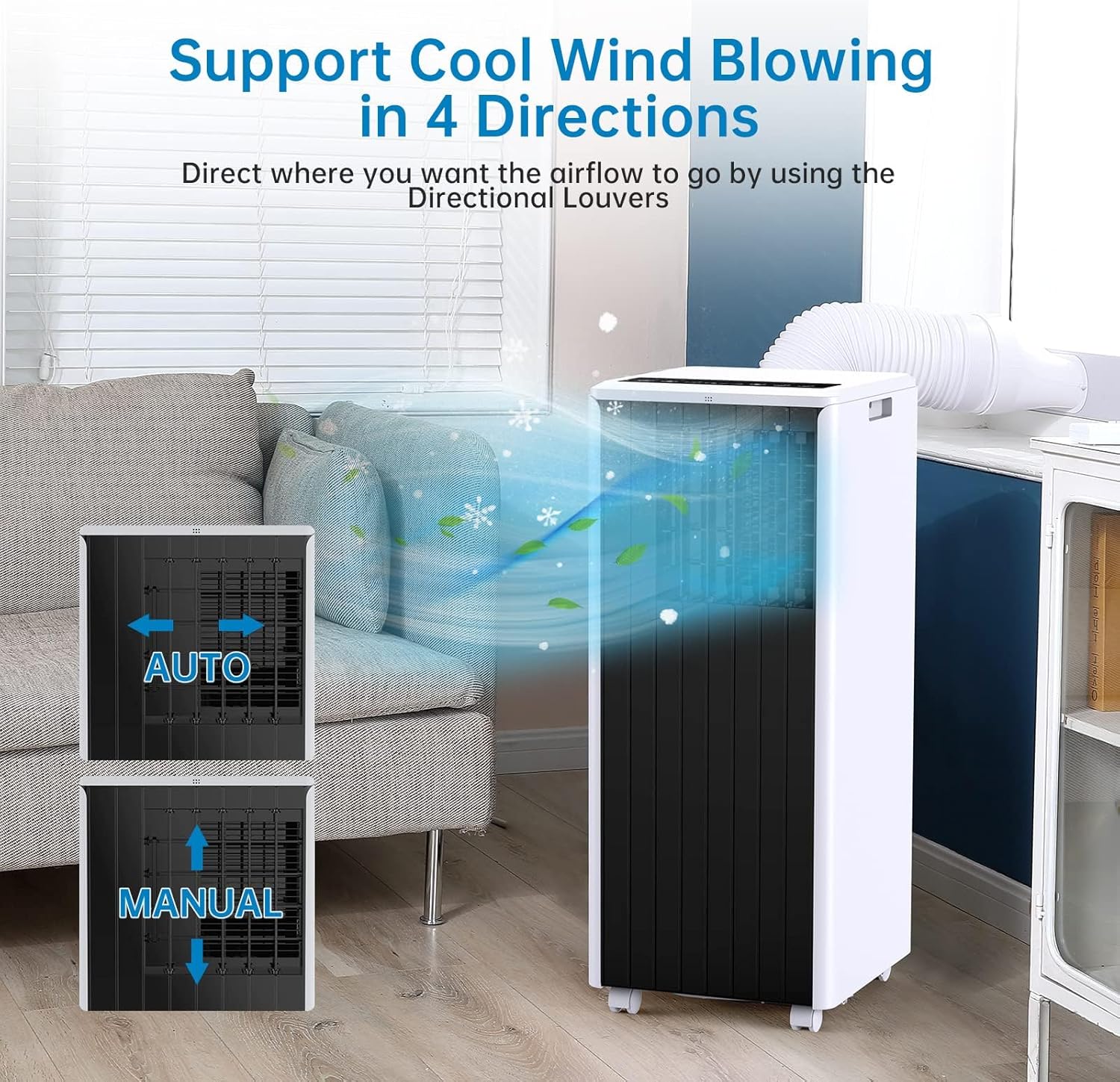 Portable Air Conditioners 8000 BTU, Remote Control AC with 24H Timer, Low Noise Energy Saving Cooling Unit for Bedroom, Office, Small Spaces 350 Sq. Ft, Black & White