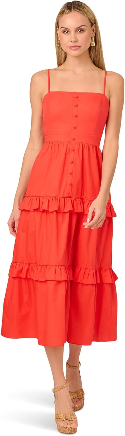 Adrianna Papell Women's Solid Tiered Midi Dress