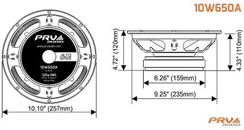 PRV AUDIO 10 Inch Woofer Speaker 10W650A, 650 Watts Program Power, 8 Ohm, 2.5 Inc Voice Coil, 325 Watts RMS Pro Audio Speaker Loudspeaker (Single)
