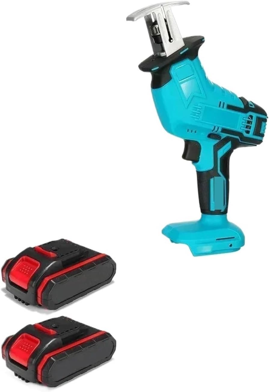 Reciprocating Saw, 21V Cordless Electric Reciprocating Saw Adjustable Speed Chainsaw Wood Metals Pipe Cutting Power Tool(2 capacity)