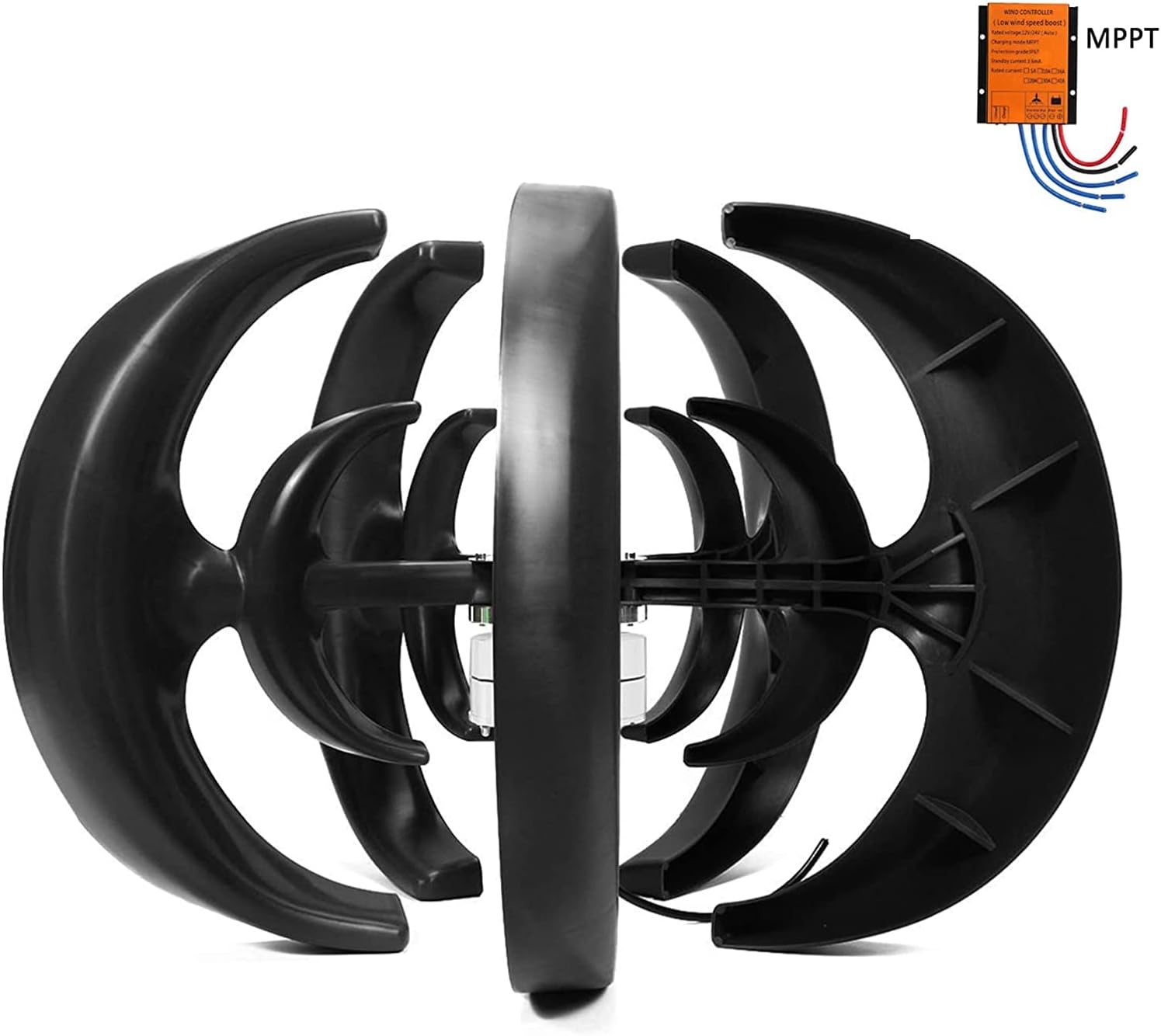 LiuSj JUnSt Lantern Wind Turbine Generator + Controller, 12V 24V 48V 8000W Vertical Wind Turbine Generator Low Noise Low Wind Speed Start (Black)