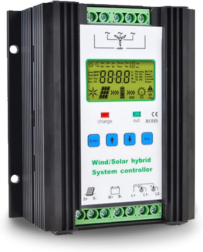 1000W Wind Solar Hybrid Charge Controller PWM 600W Wind + 400W Solar Boost Charge Technology Digital Intelligent Regulator with LCD Display