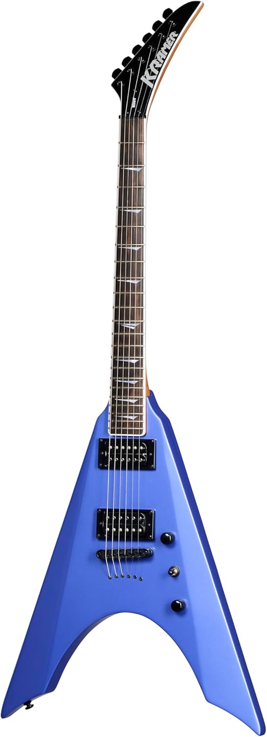 Kramer Nite-V String Thru Body, Royal Blue Metallic with Bag