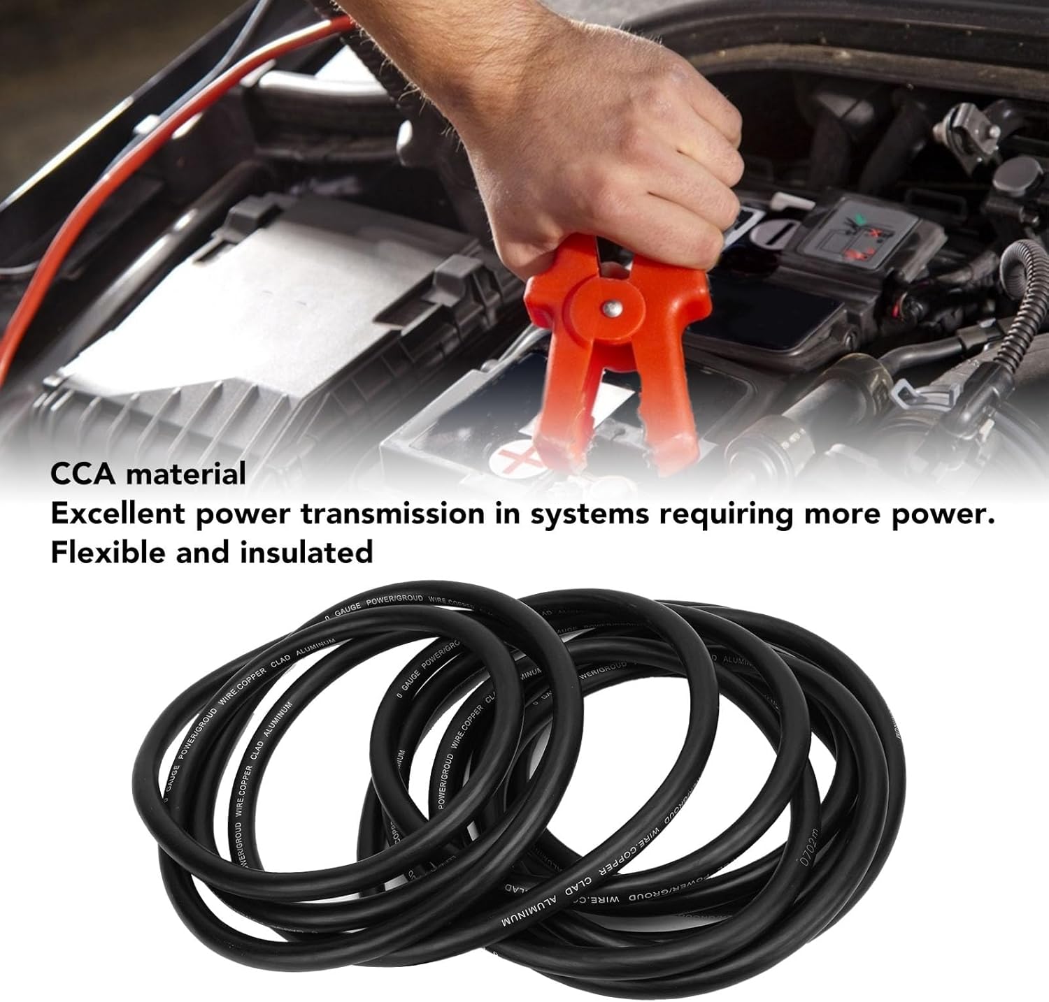 Car Speaker Cable, 1 Gauge AWG Automotive Wire 25ft Versatile Flexible Easy Installation CCA Car Power Ground Battery Cable for Radio Lighting Speaker (Black)