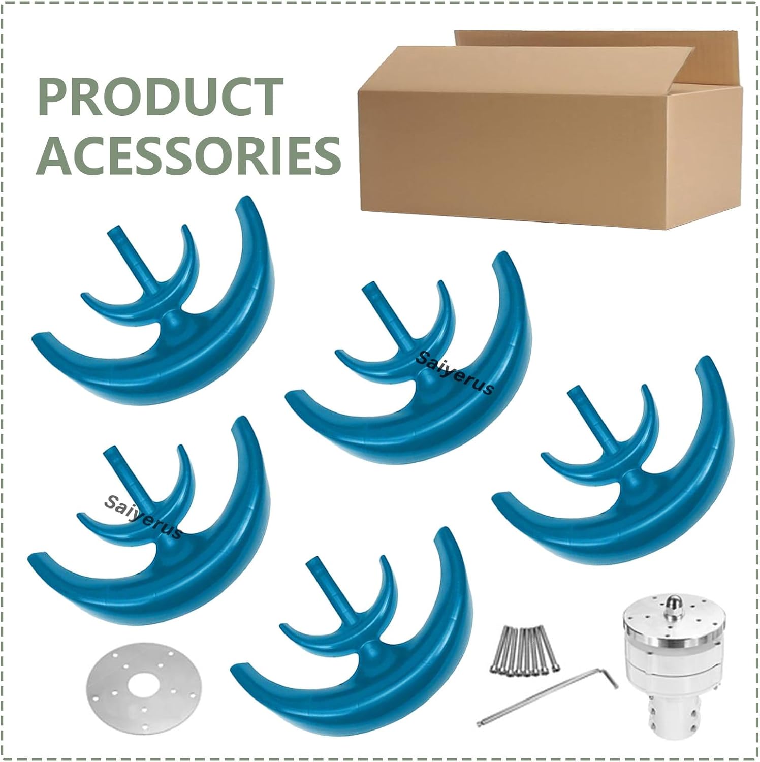 12000W Wind Turbine Generator, 12V 24V 48V 5 Blades Vertical Wind Turbine Kit, Three Phase AC Permanent Magnet Generator with Controller, Small Wind Turbine Generator (Blue 48V)