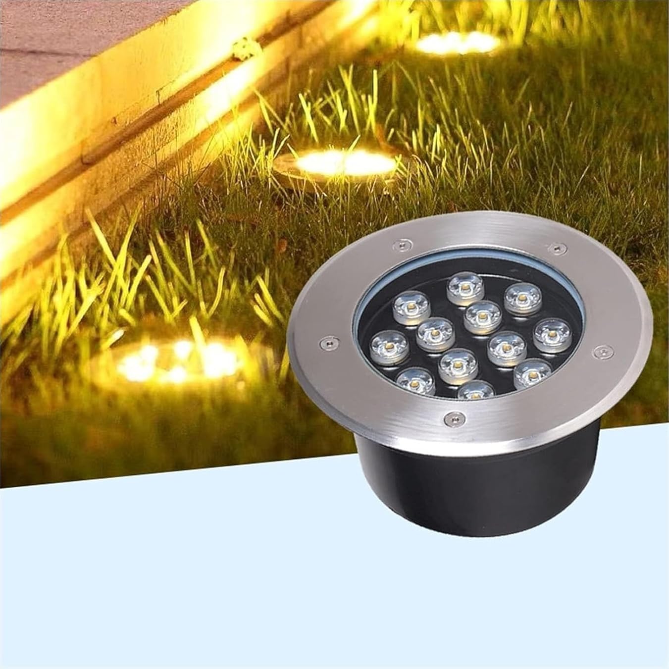 Ground Landscape Lights - LED Ring Fountain Light - Pool Underwater Lighting, IP68 Waterproof Submersible Underwater Landscape Spotlight, for Garden Fountain Pool(Blue,24W(12v))