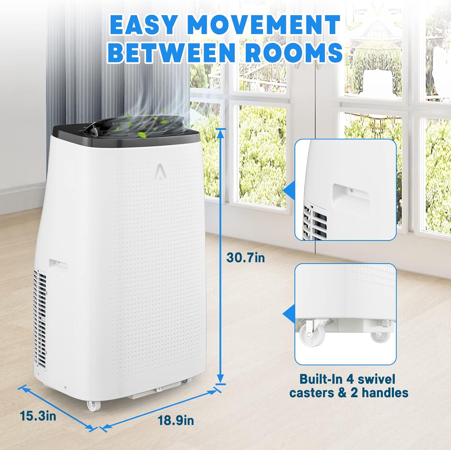 14000 BTU Portable Air Conditioners, 3-in-1 Cooling Dehumidifier & Fan Mode for Rooms Up to 750 Sq. Ft, Remote Control, Sleep Mode, Low Noise,24H Timer, 3 Speed, Auto Swing for Home,Totel