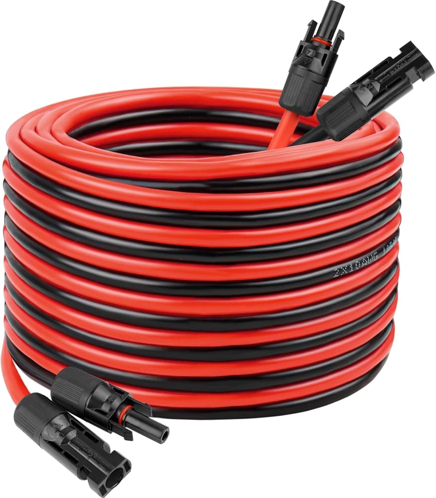 10 AWG Solar Extension Cable 50FT, Flexible Solar Panel Wire with Male to Female Connector Parallel Tinned Copper Wire for Solar Panel, Automotive, RV, Boat, Outdoors