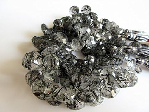 Rutile Quartz Briolette, Huge Heart Briolette, Faceted Beads, Approx 16mm To 10mm Each, 3.5 Inch