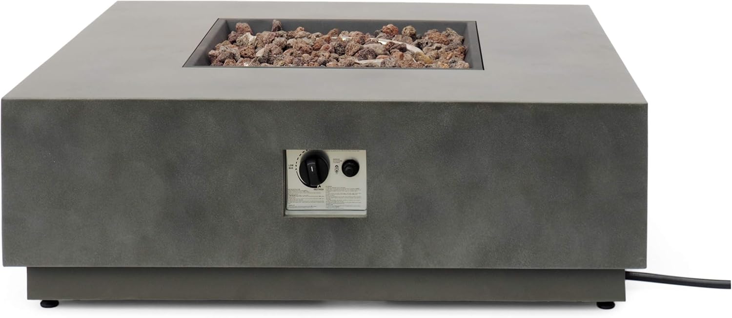 Christopher Knight Home Wellington Outdoor 50,000 BTU Square Fire Pit (No Tank Holder) - Concrete Finish