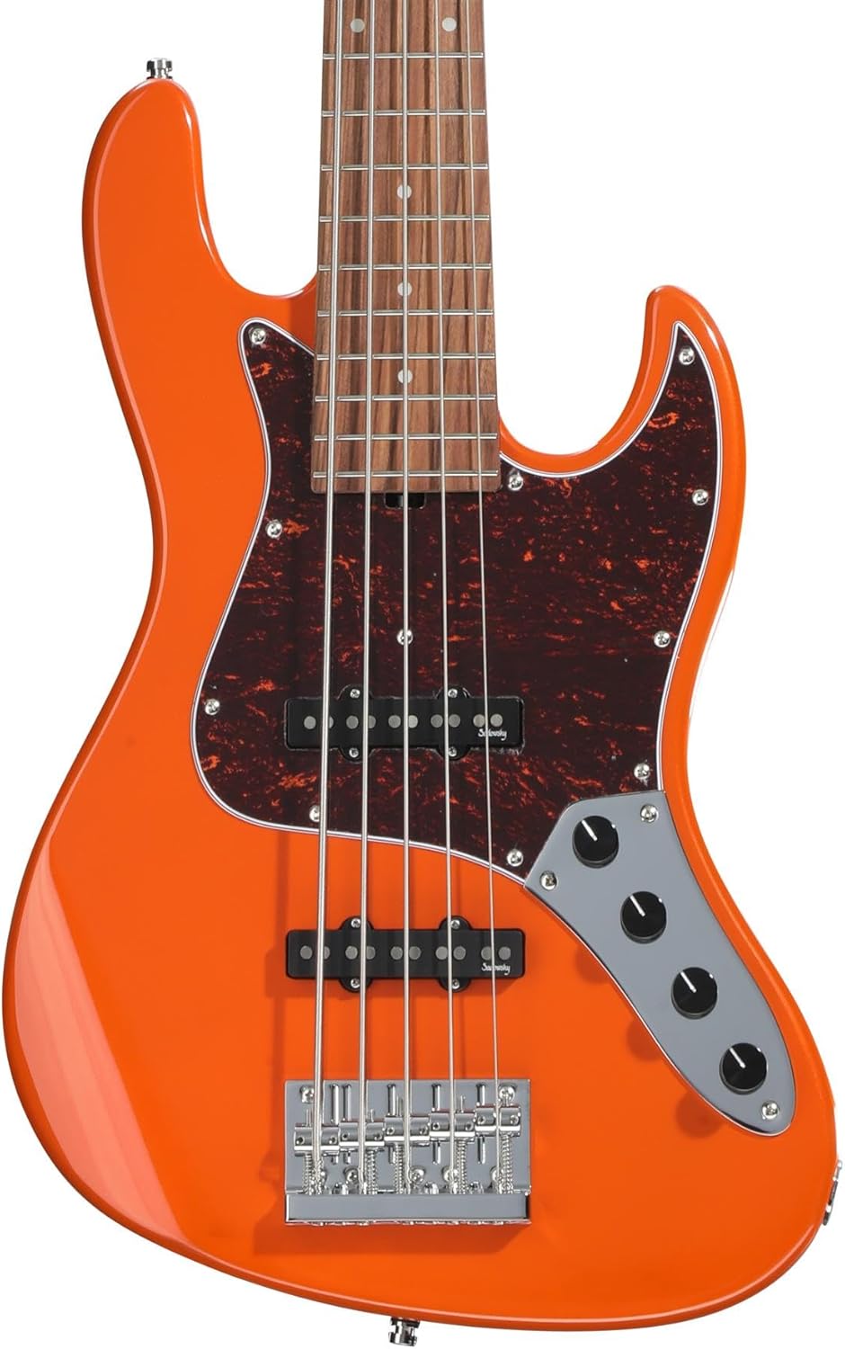 Sadowsky MetroExpress Vintage JJ 5-string Bass Guitar - Solid Candy Apple Orange Metallic, Morado Fingerboard