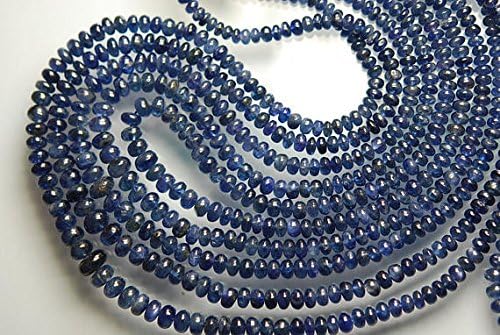 13 inch natural beads strand of 5-3mm smooth rondelle burma blue sapphire gemstone beads for DIY jewelry - necklace, bracelet, earring, ring.